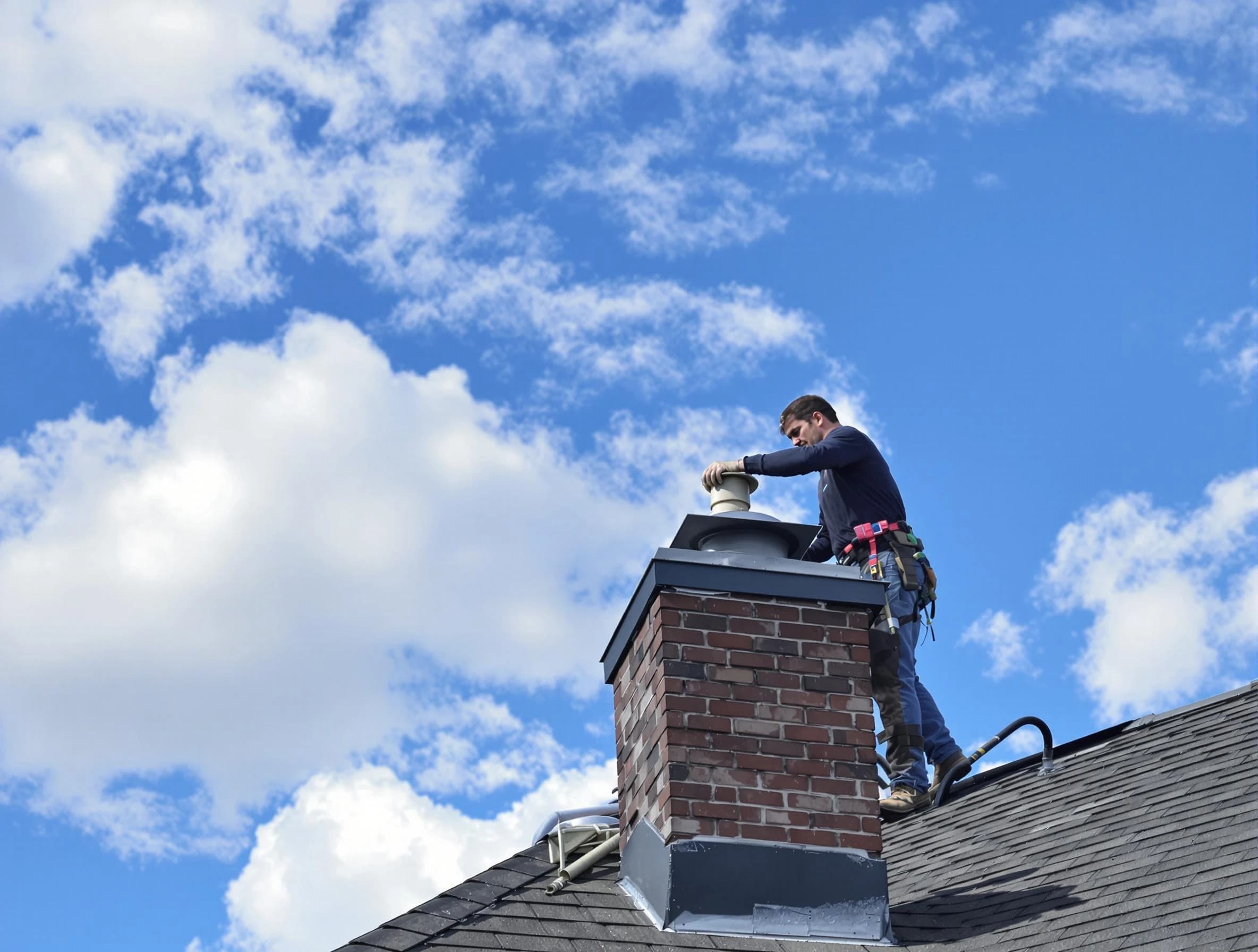 Douglasville Chimney Sweep installing a sturdy chimney cap in Douglasville, GA
