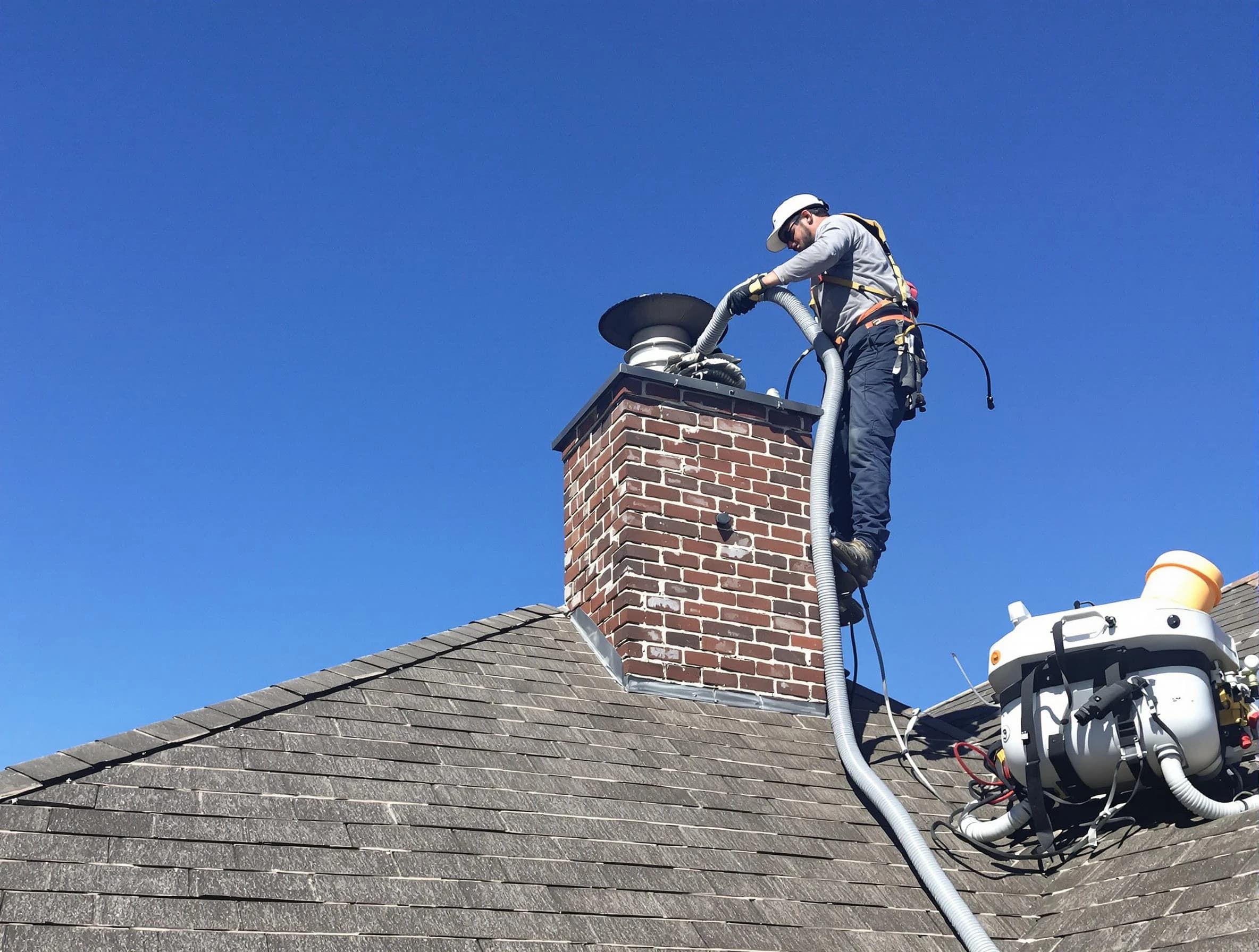 Dedicated Douglasville Chimney Sweep team member cleaning a chimney in Douglasville, GA