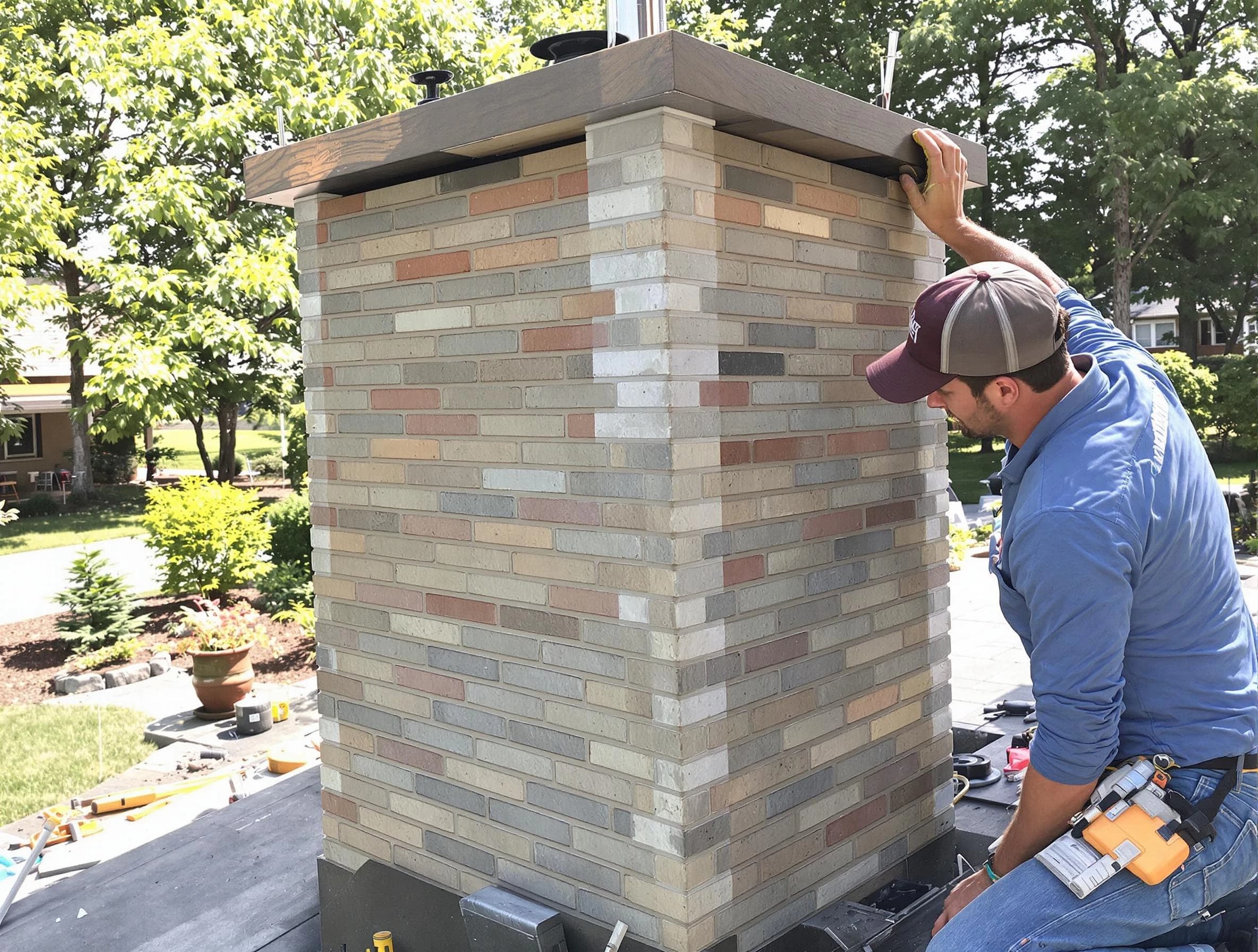 Douglasville Chimney Sweep completing a modern chimney remodel in Douglasville, GA