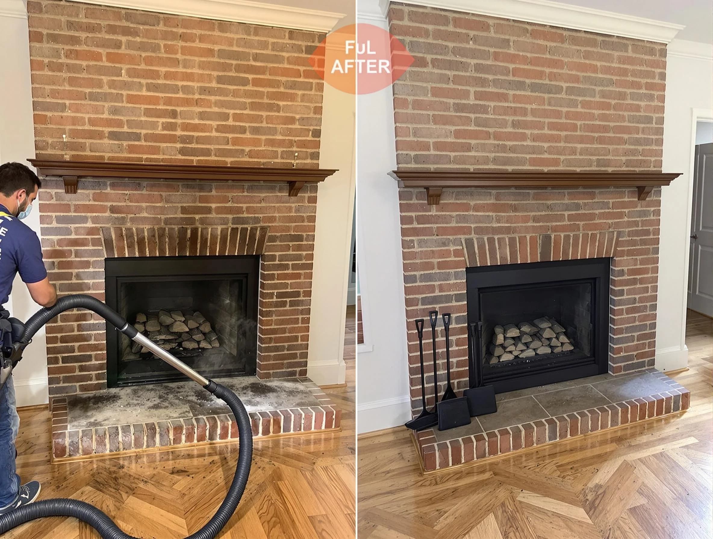 Douglasville Chimney Sweep carefully sanitizing a fireplace in Douglasville, GA