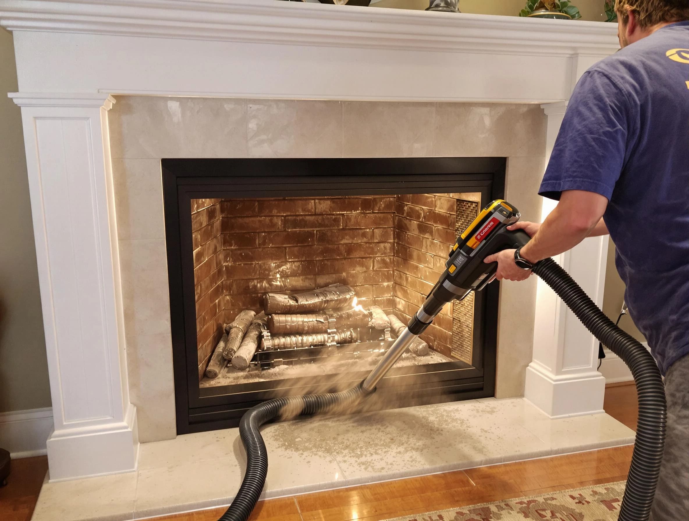 Fireplace cleaning performed by Douglasville Chimney Sweep in Douglasville, GA