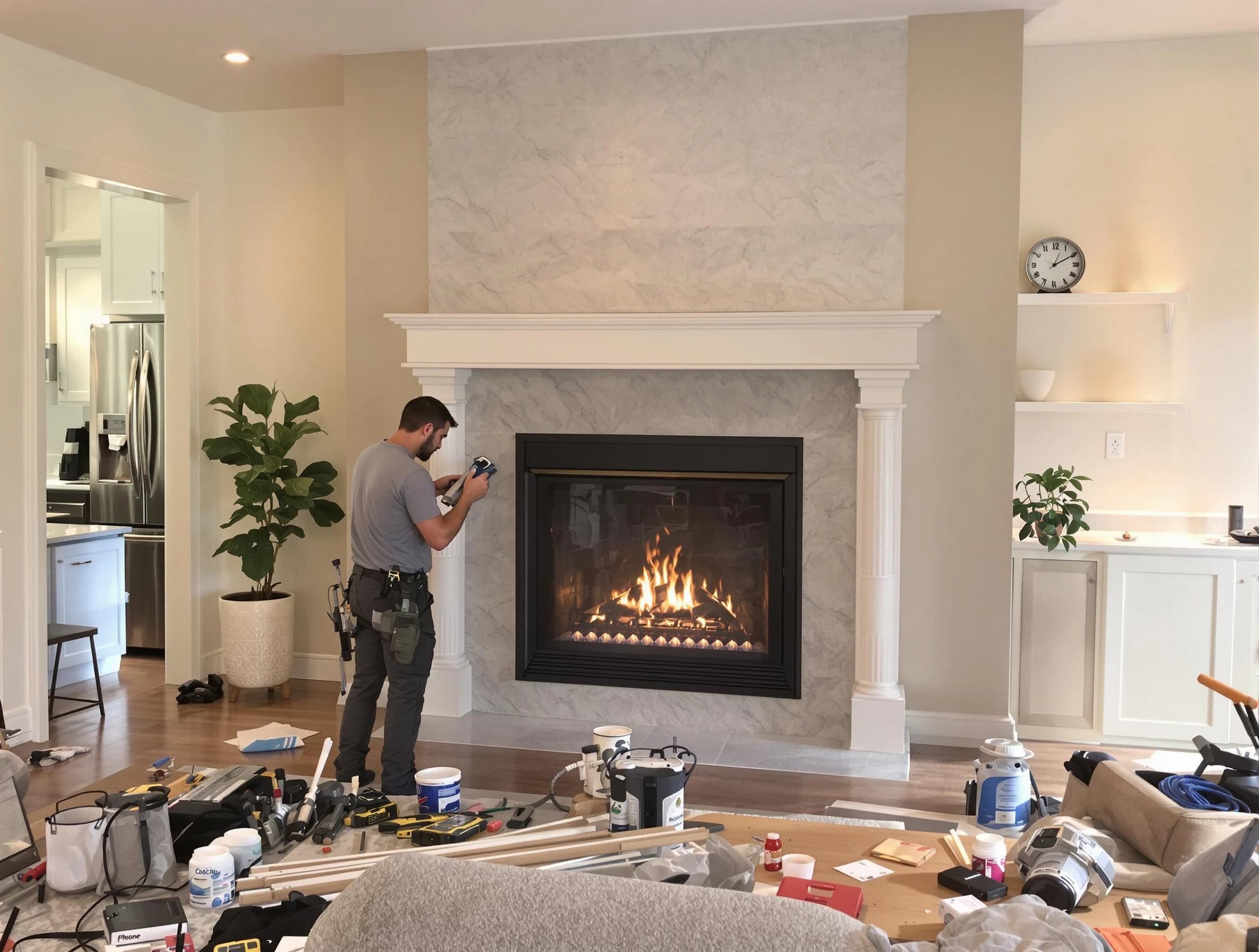 Newly installed fireplace by Douglasville Chimney Sweep in Douglasville, GA