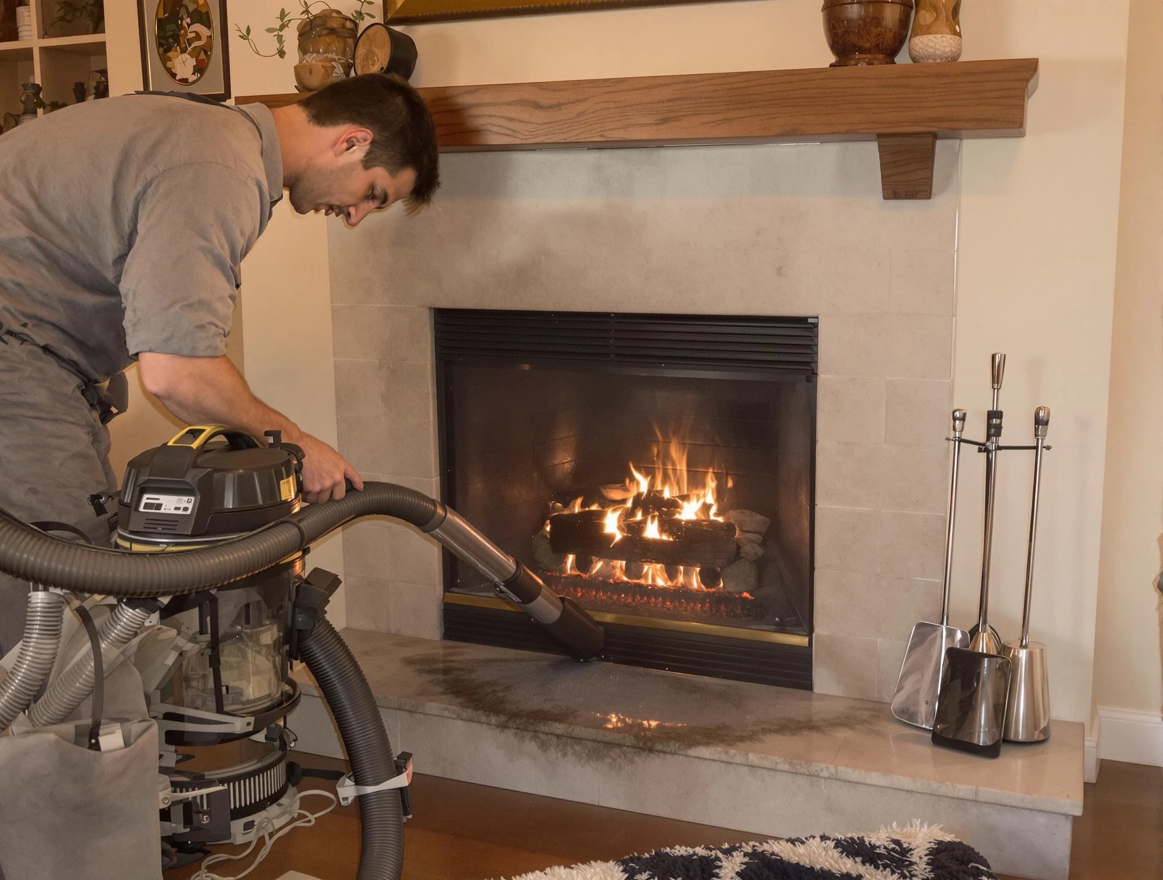 Routine fireplace upkeep by Douglasville Chimney Sweep in Douglasville, GA
