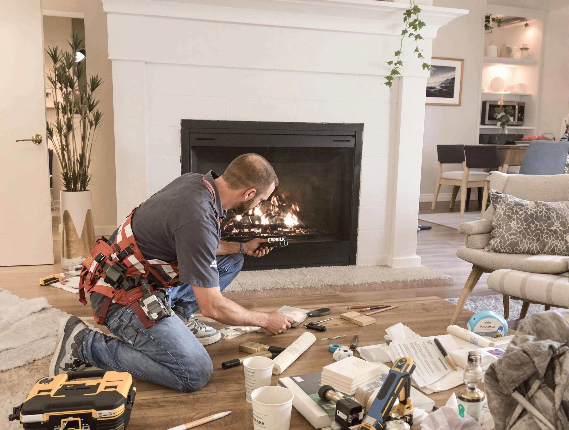 Douglasville Chimney Sweep performing fireplace repair in Douglasville, GA