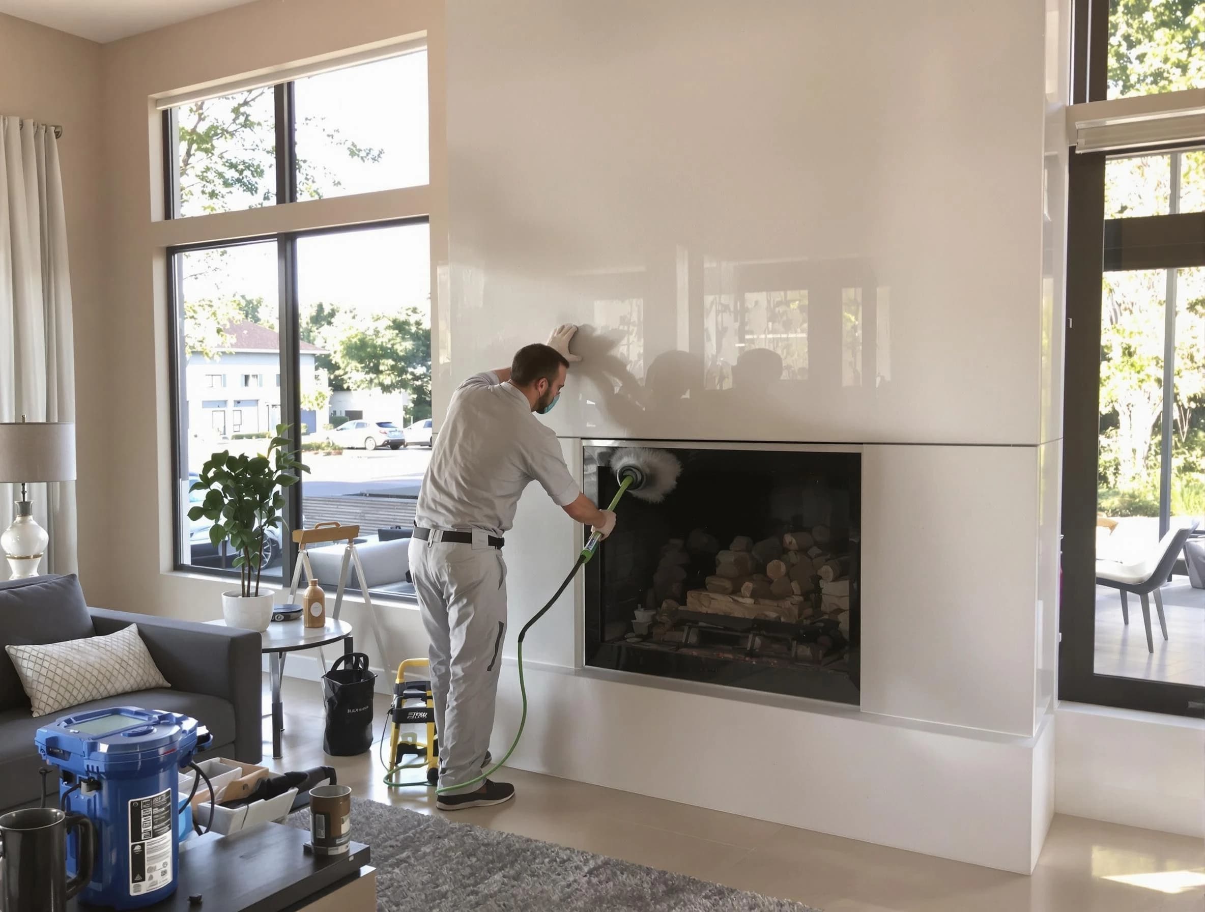 Douglasville Chimney Sweep performing thorough soot removal in Douglasville, GA