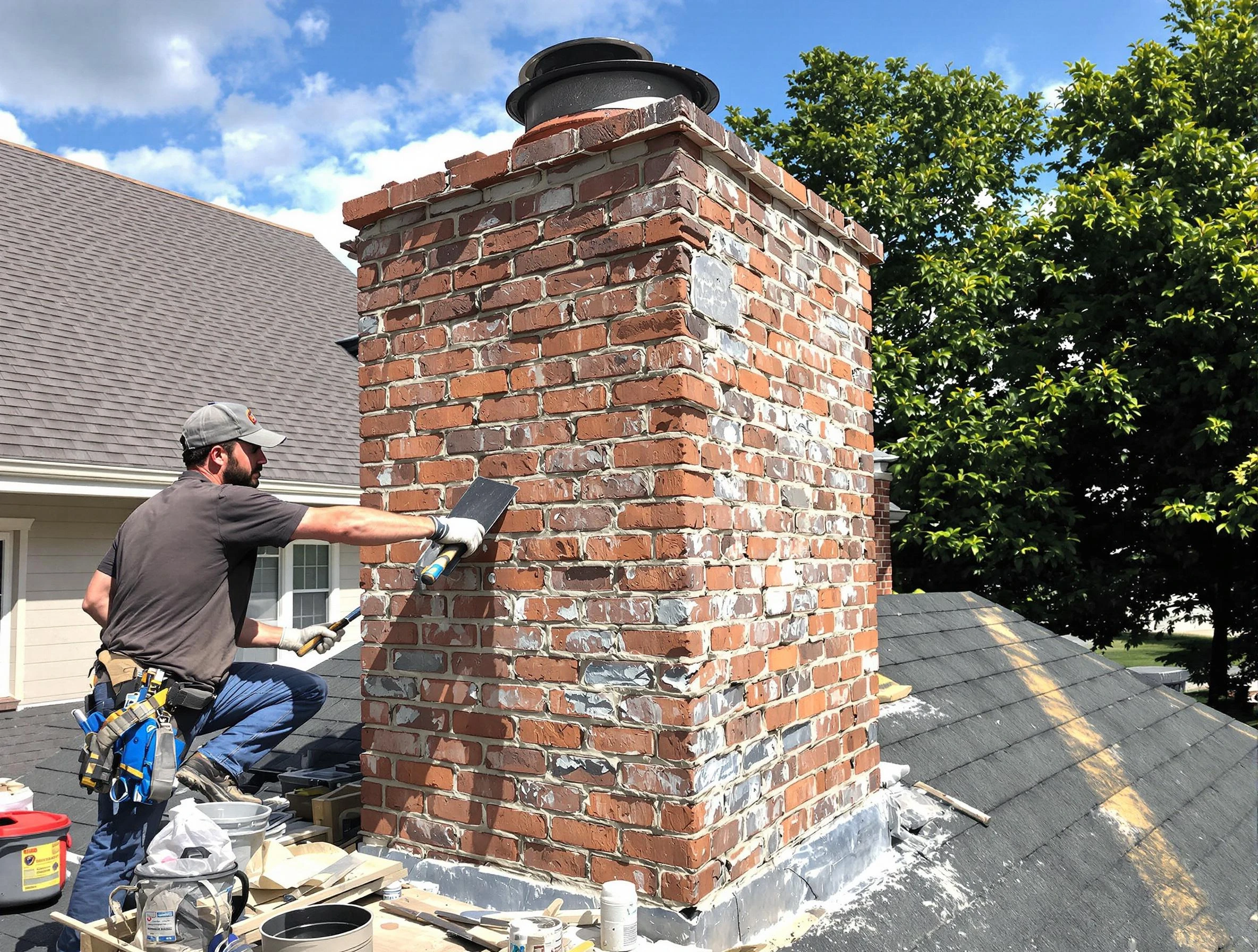 Completed chimney rebuild by Douglasville Chimney Sweep in Douglasville, GA