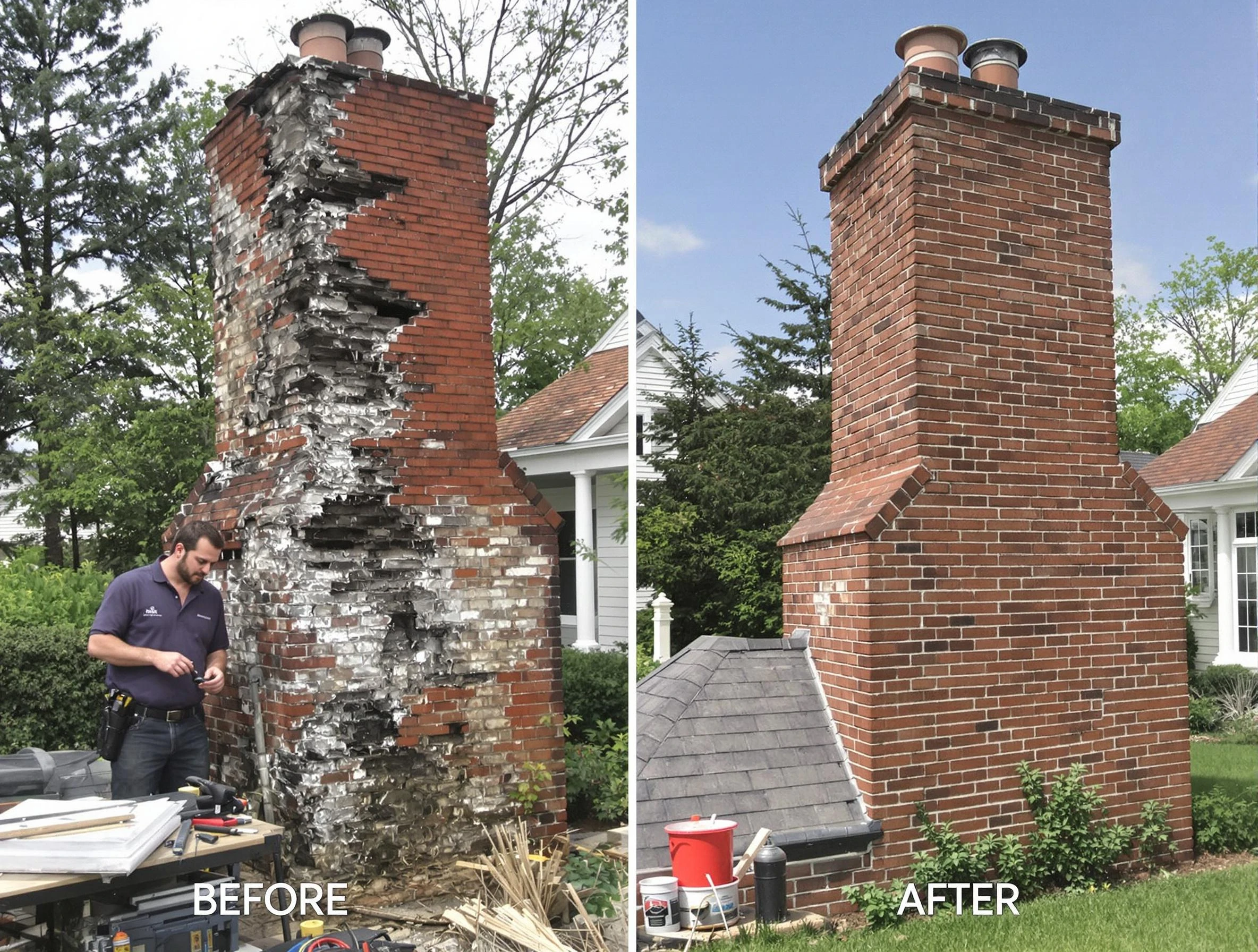 Douglasville Chimney Sweep performing a full chimney restoration in Douglasville, GA