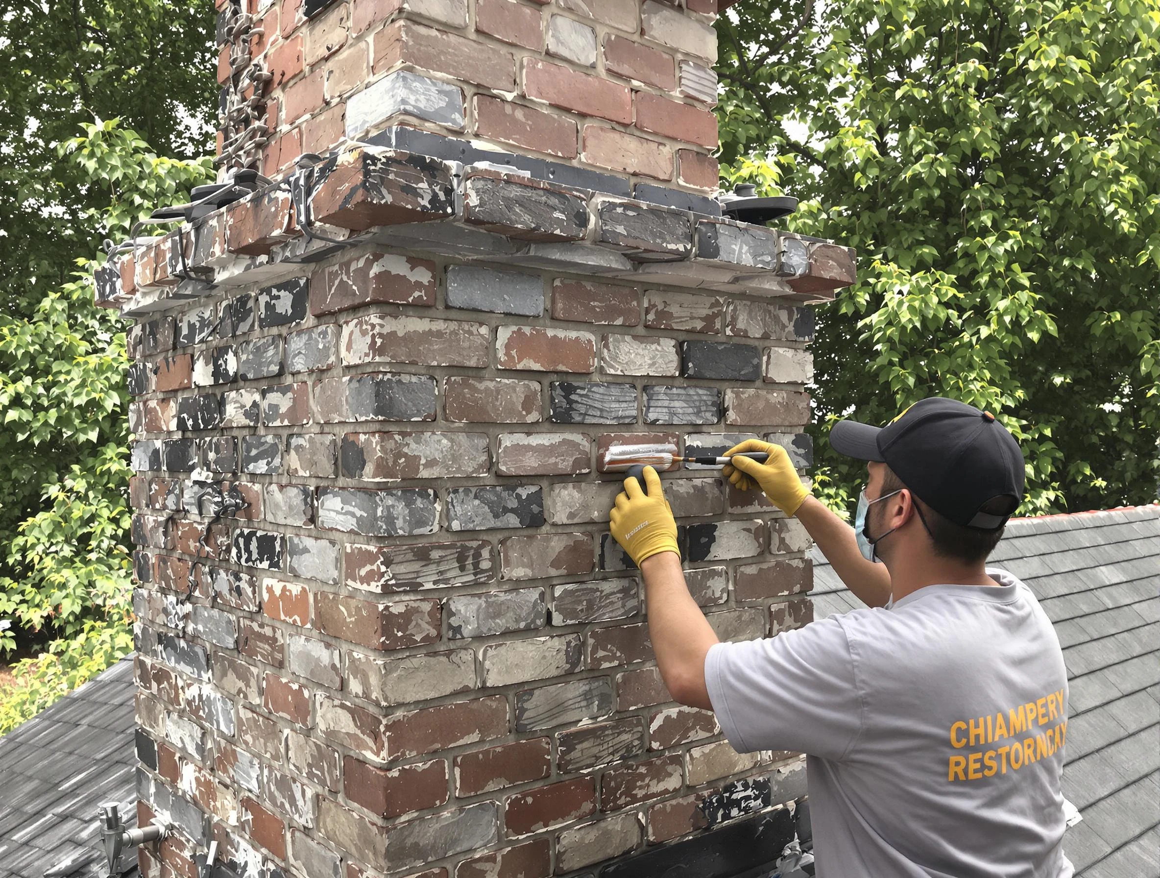 In-progress chimney restoration by Douglasville Chimney Sweep in Douglasville, GA
