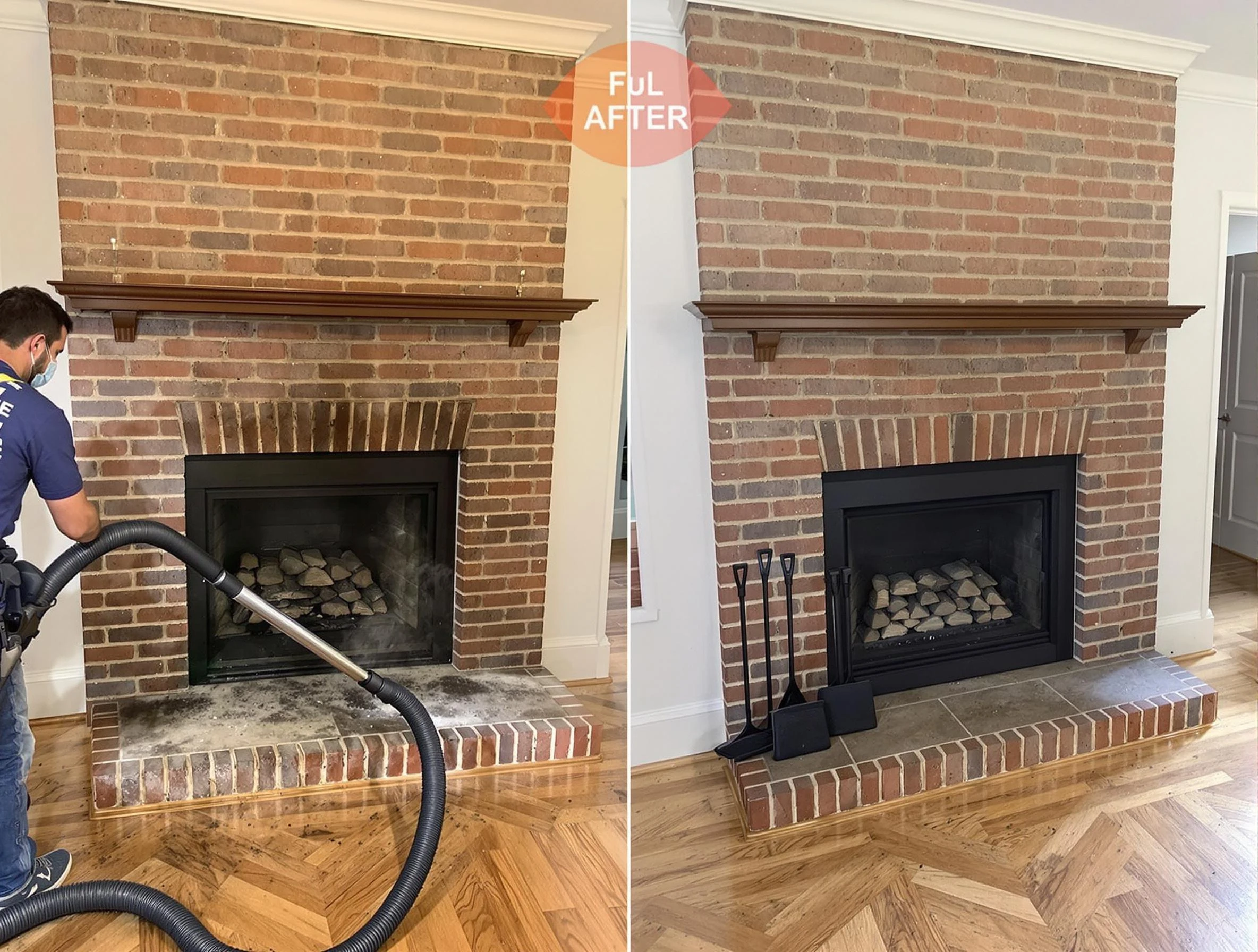 Douglasville Chimney Sweep carefully sanitizing a fireplace in Douglasville, GA