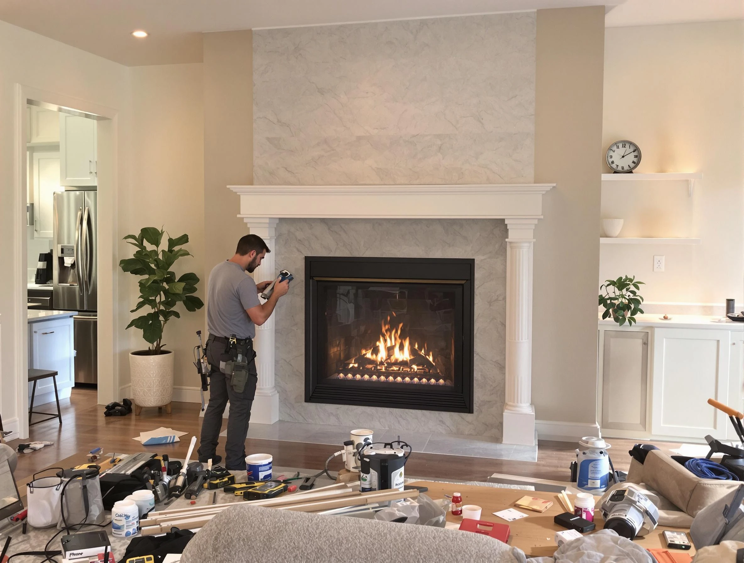 Newly installed fireplace by Douglasville Chimney Sweep in Douglasville, GA