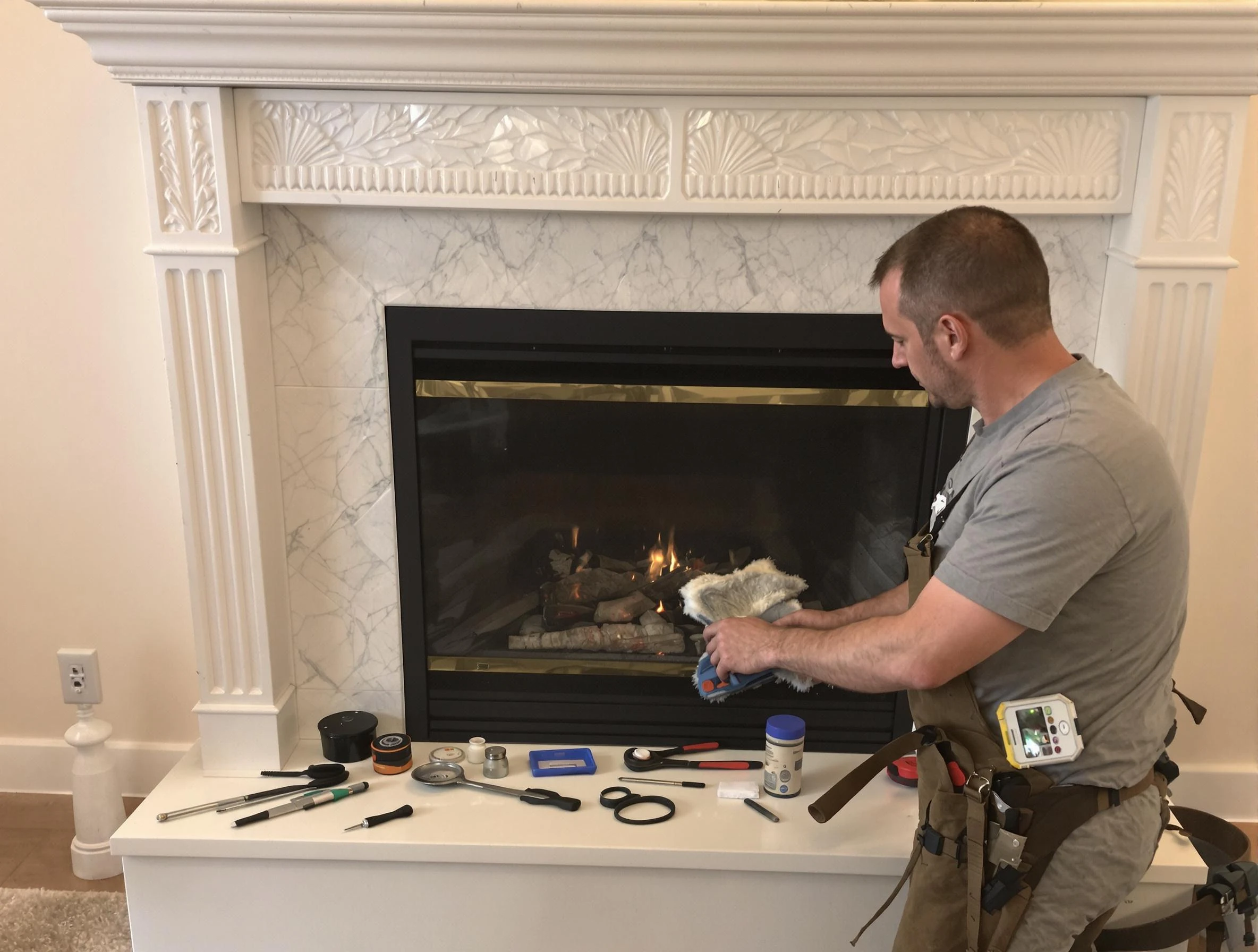 Douglasville Chimney Sweep performing fireplace maintenance in Douglasville, GA