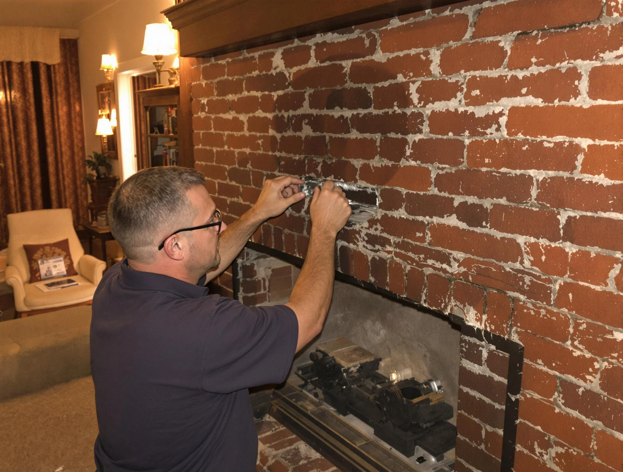 Douglasville Chimney Sweep expert fixing a fireplace in Douglasville, GA